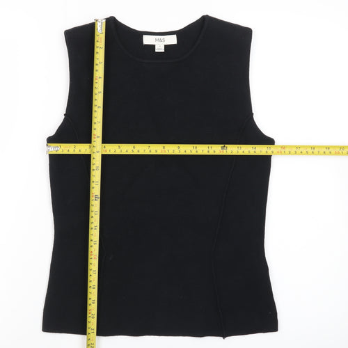 Marks and Spencer Women's Black Sleeveless Slim Fit Cotton Tank Top S