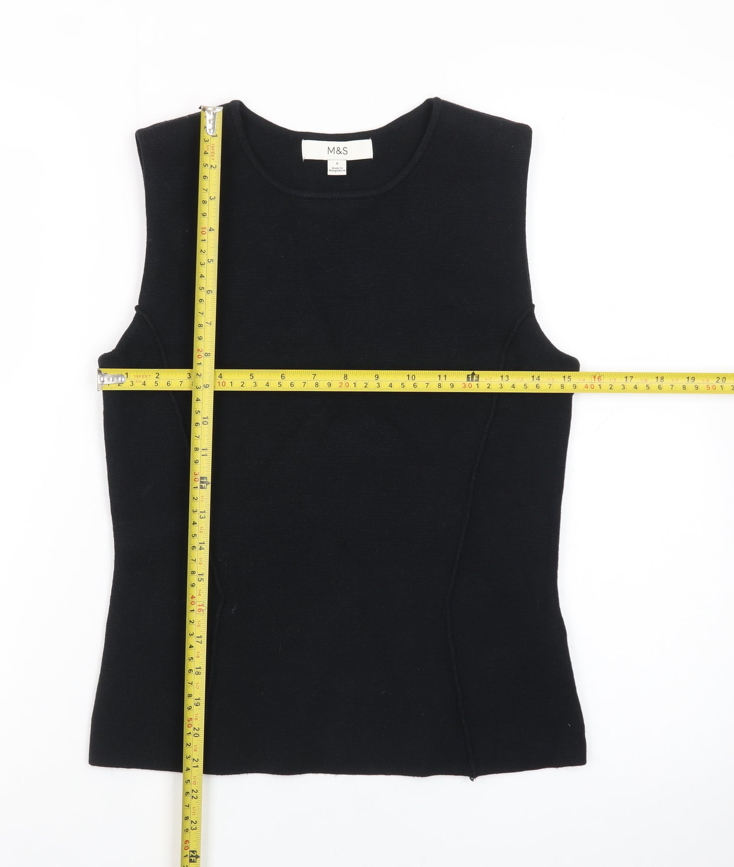 Marks and Spencer Women's Black Sleeveless Slim Fit Cotton Tank Top S