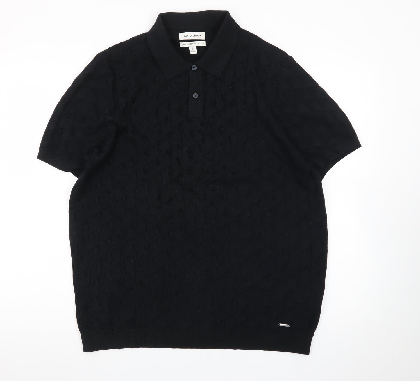 Marks and Spencer Autograph Men's Black Cotton Polo Shirt L Regular