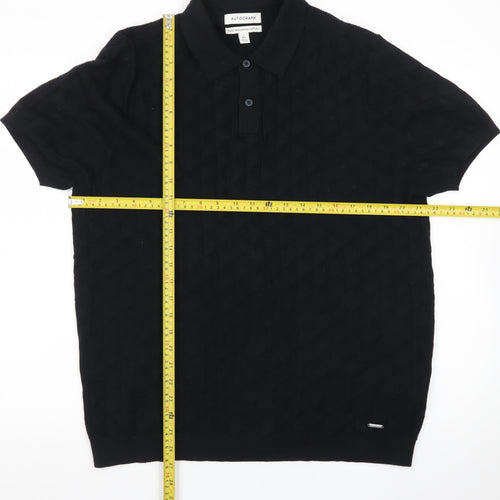 Marks and Spencer Autograph Men's Black Cotton Polo Shirt L Regular