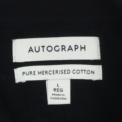 Marks and Spencer Autograph Men's Black Cotton Polo Shirt L Regular