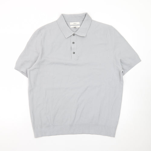 Marks and Spencer Men's Grey Cotton Polo Shirt XL Short Sleeve