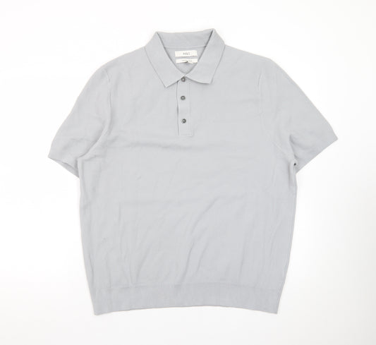 Marks and Spencer Men's Grey Cotton Polo Shirt XL Short Sleeve