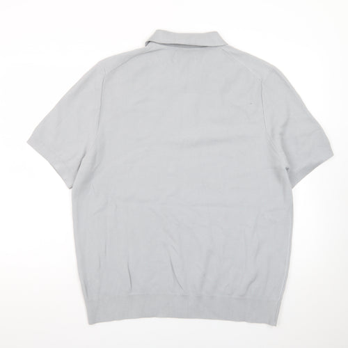 Marks and Spencer Men's Grey Cotton Polo Shirt XL Short Sleeve