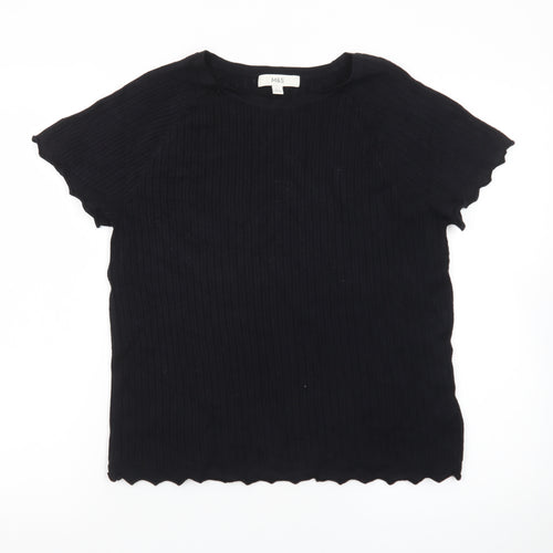 Marks and Spencer Women's Black Short Sleeve Ribbed T-Shirt Size L