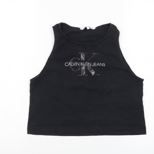 Calvin Klein Jeans Women’s Black Cropped Tank Top S Cotton Stretch