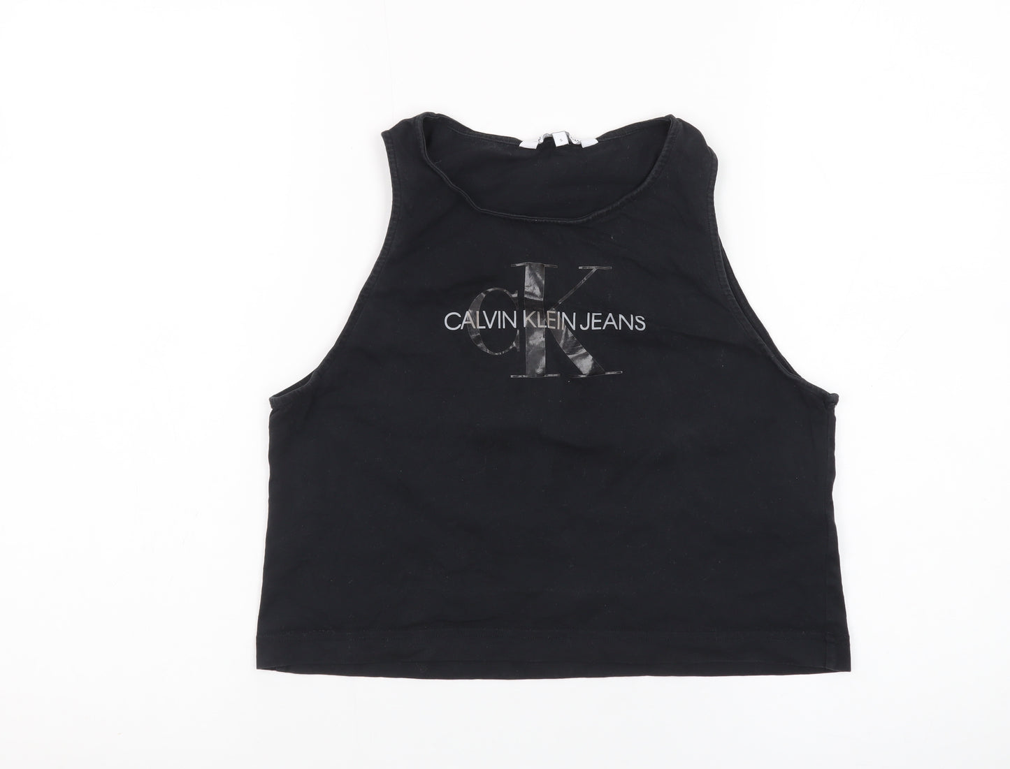 Calvin Klein Jeans Women’s Black Cropped Tank Top S Cotton Stretch