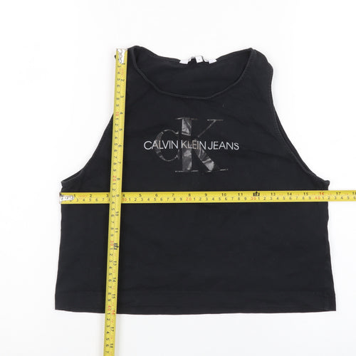 Calvin Klein Jeans Women’s Black Cropped Tank Top S Cotton Stretch