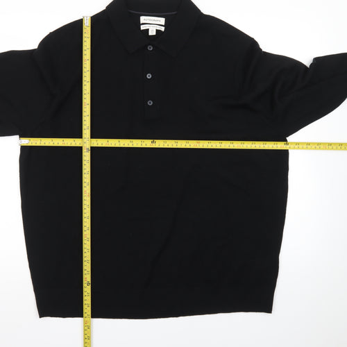 Marks and Spencer Autograph Men's Black 2XL Merino Wool Long Sleeve Polo