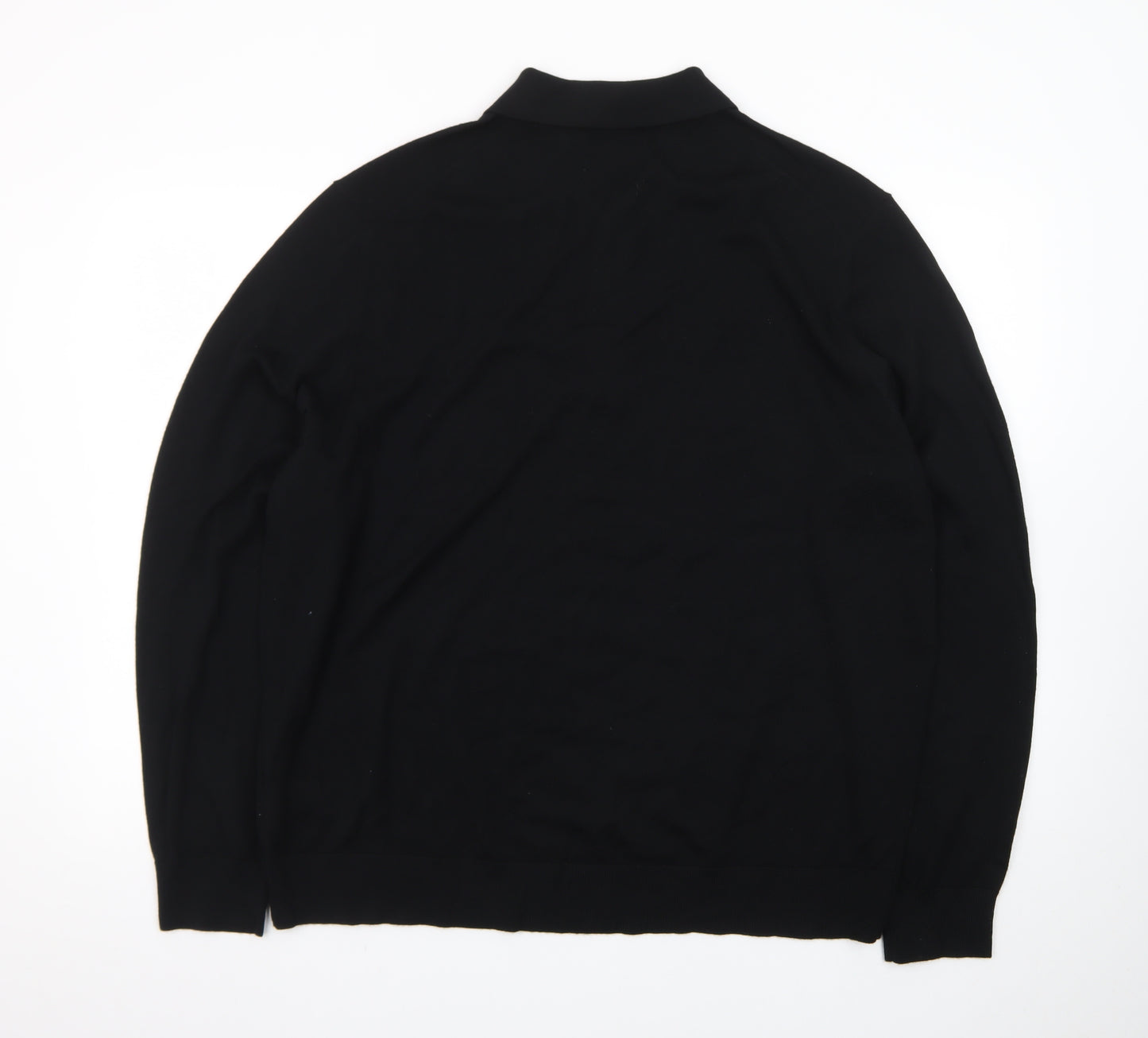 Marks and Spencer Autograph Men's Black 2XL Merino Wool Long Sleeve Polo