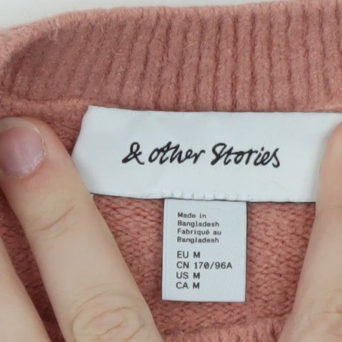& Other Stories Women Pink Cashmere Crew Neck Jumper Size 12