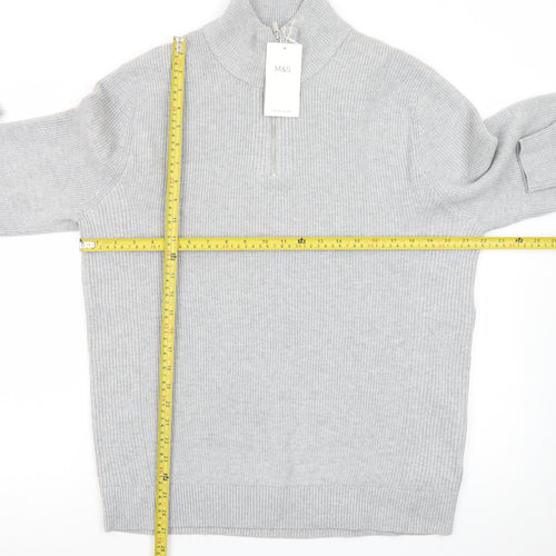 Marks and Spencer Men’s Grey L Half Zip High Neck Jumper