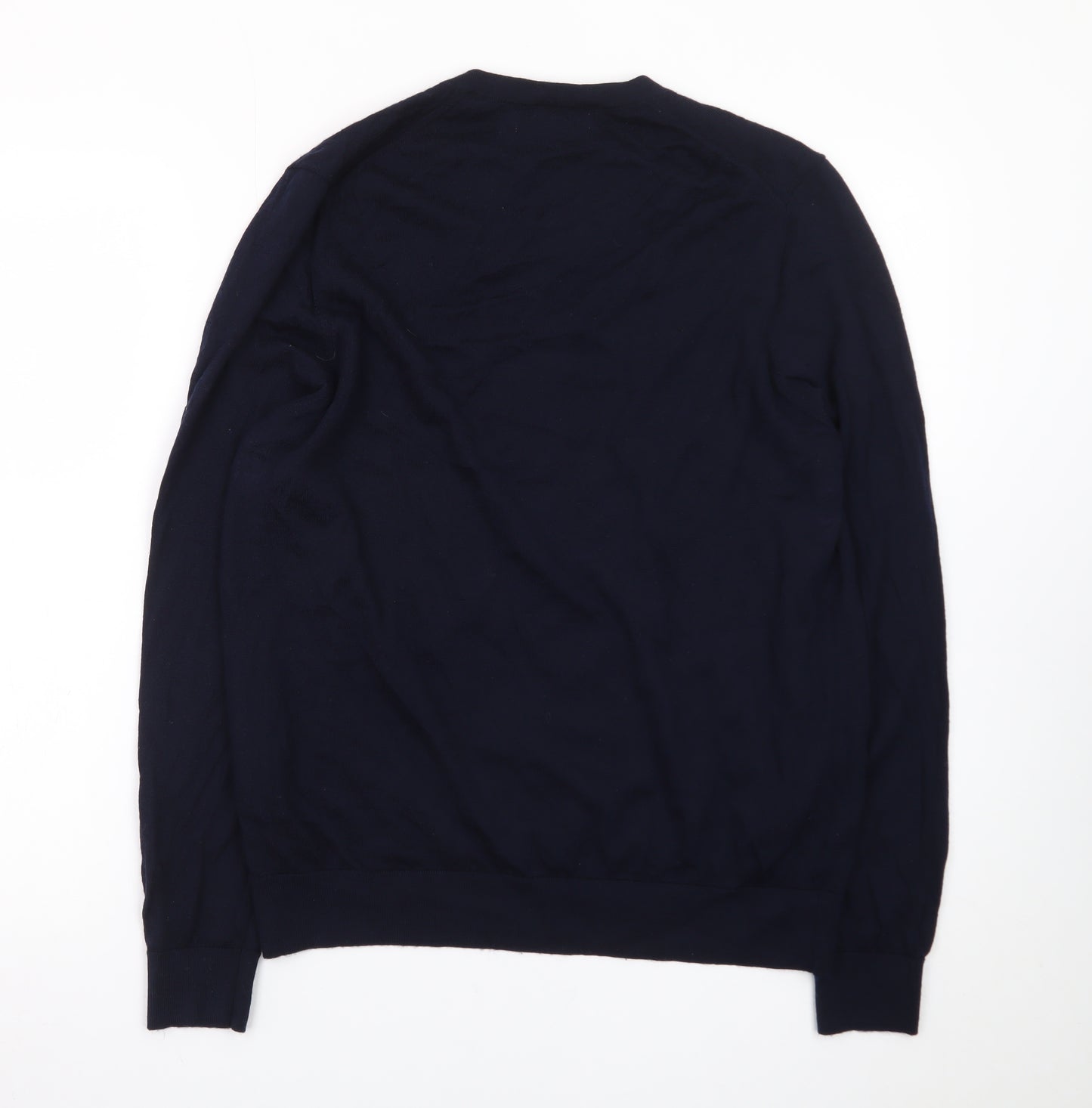 Marks and Spencer Men’s Blue Wool V-Neck Jumper Size L