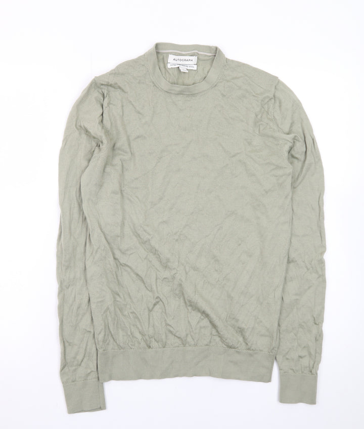 Marks and Spencer Men’s Green Merino Wool Crew Neck Jumper S