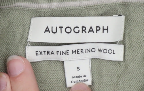 Marks and Spencer Men’s Green Merino Wool Crew Neck Jumper S