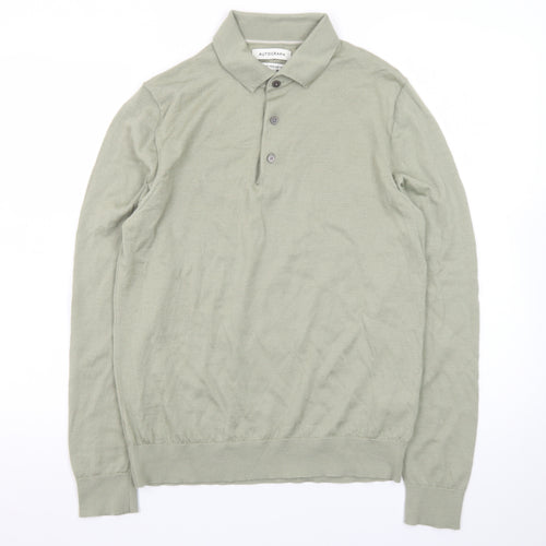 Marks and Spencer Men’s Green Extra Fine Merino Wool Collared Henley Jumper M