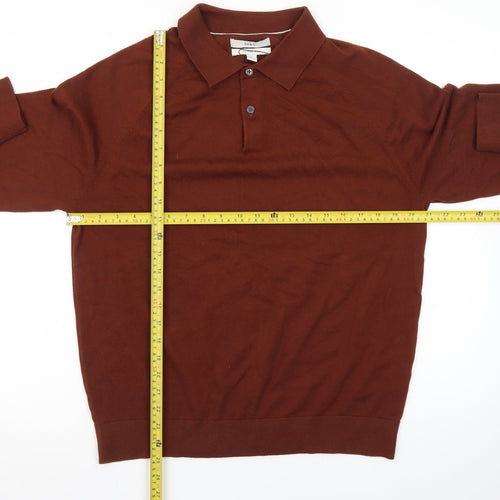 Marks and Spencer Men's Brown Collared Cotton Jumper M