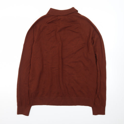 Marks and Spencer Men's Brown Collared Cotton Jumper M