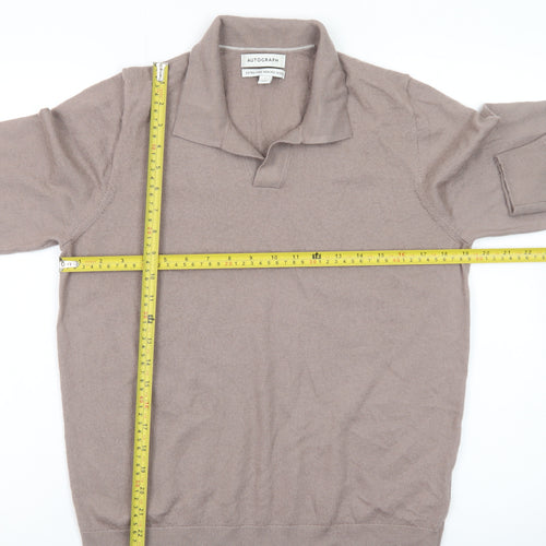 Marks and Spencer Men’s Beige Wool Collared Pullover Jumper L