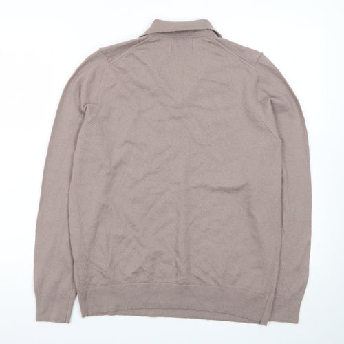 Marks and Spencer Men’s Beige Wool Collared Pullover Jumper L