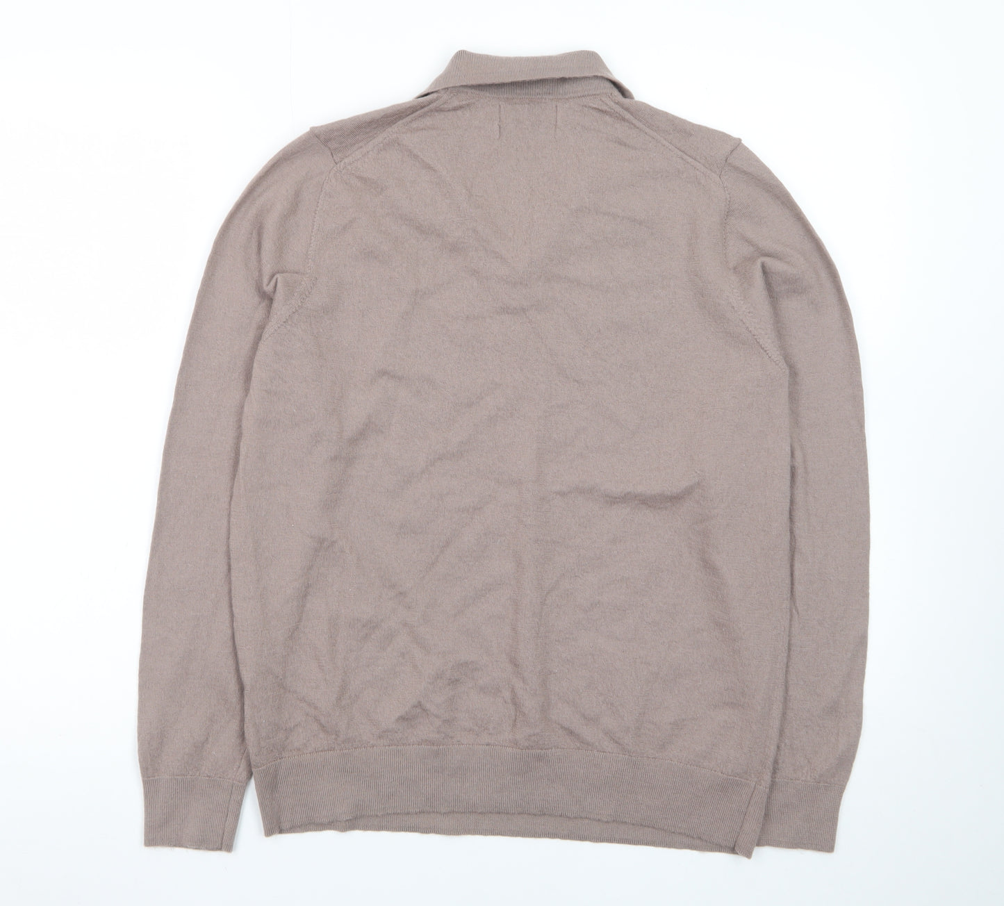 Marks and Spencer Men’s Beige Wool Collared Pullover Jumper L