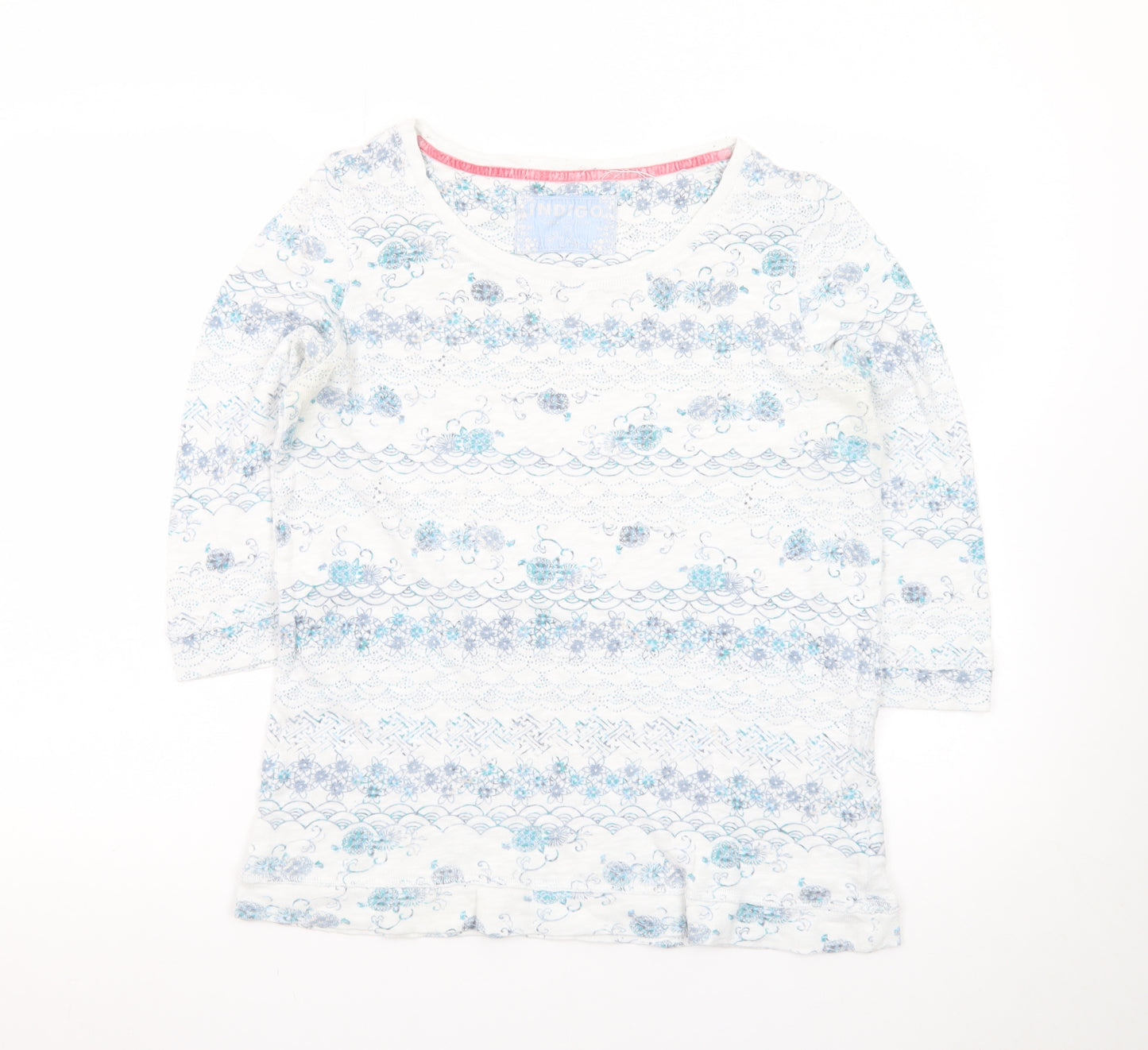 Marks and Spencer Women’s White Floral 3/4 Sleeve Cotton Jersey Top Size 14
