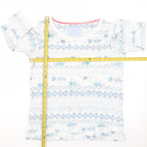 Marks and Spencer Women’s White Floral 3/4 Sleeve Cotton Jersey Top Size 14
