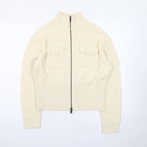 Marks and Spencer Women’s Ivory Full Zip Mock Neck Jumper Size S