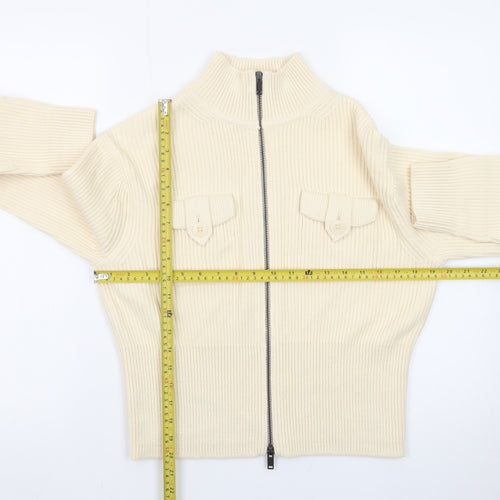 Marks and Spencer Women’s Ivory Full Zip Mock Neck Jumper Size S