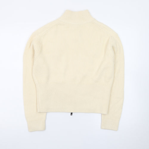 Marks and Spencer Women’s Ivory Full Zip Mock Neck Jumper Size S