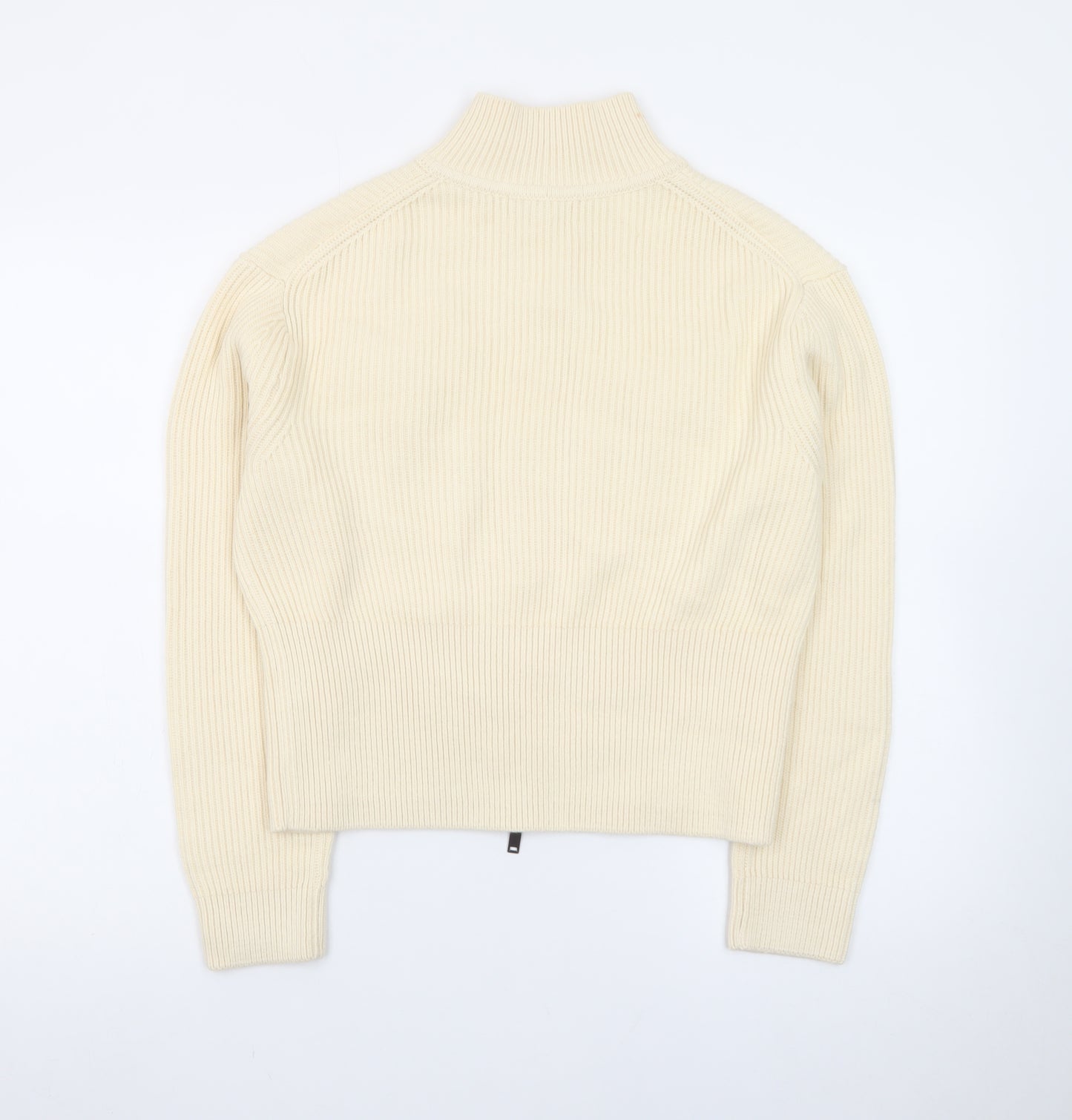 Marks and Spencer Women’s Ivory Full Zip Mock Neck Jumper Size S