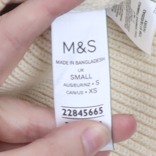 Marks and Spencer Women’s Ivory Full Zip Mock Neck Jumper Size S