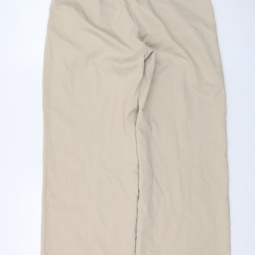 H&M Women Beige Wide-Leg Pleated Trousers Size 10
