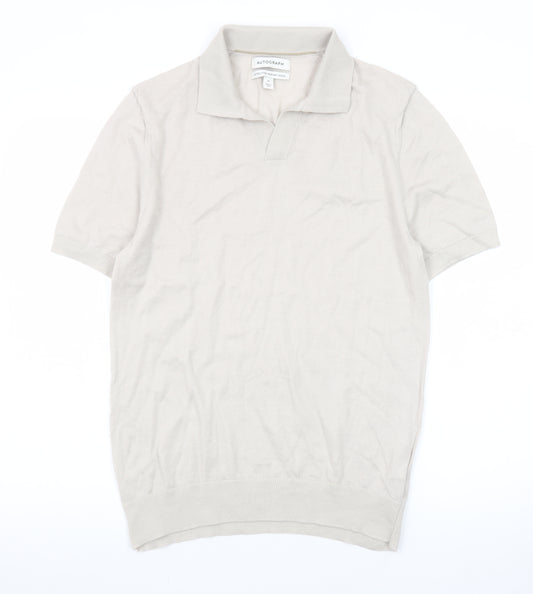 Marks and Spencer Autograph Beige Merino Wool Polo Shirt Mens M