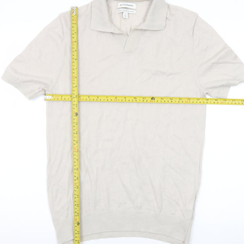 Marks and Spencer Autograph Beige Merino Wool Polo Shirt Mens M