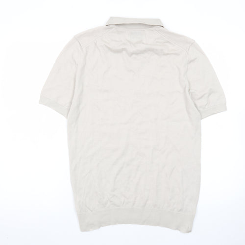 Marks and Spencer Autograph Beige Merino Wool Polo Shirt Mens M