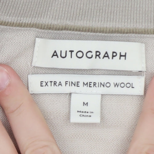 Marks and Spencer Autograph Beige Merino Wool Polo Shirt Mens M