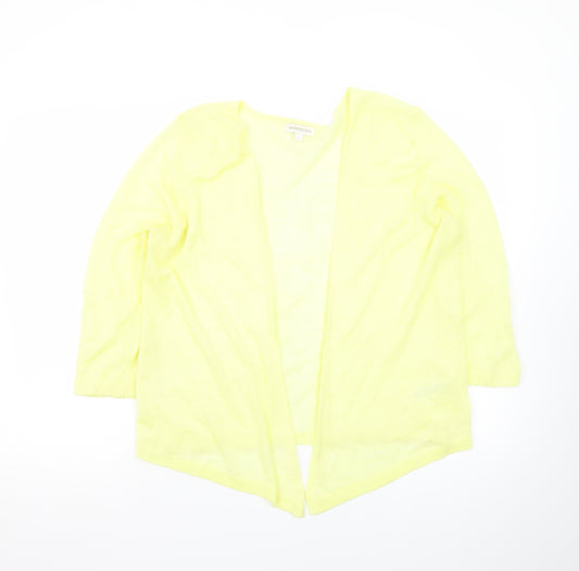 Monsoon Women Yellow Lightweight Knit Open Cardigan Size L