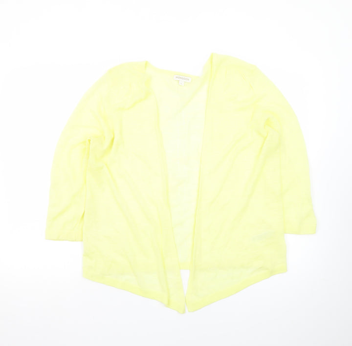 Monsoon Women Yellow Lightweight Knit Open Cardigan Size L