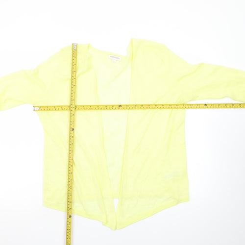 Monsoon Women Yellow Lightweight Knit Open Cardigan Size L