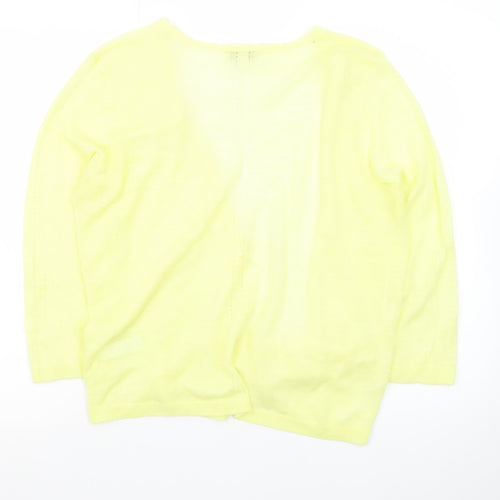 Monsoon Women Yellow Lightweight Knit Open Cardigan Size L