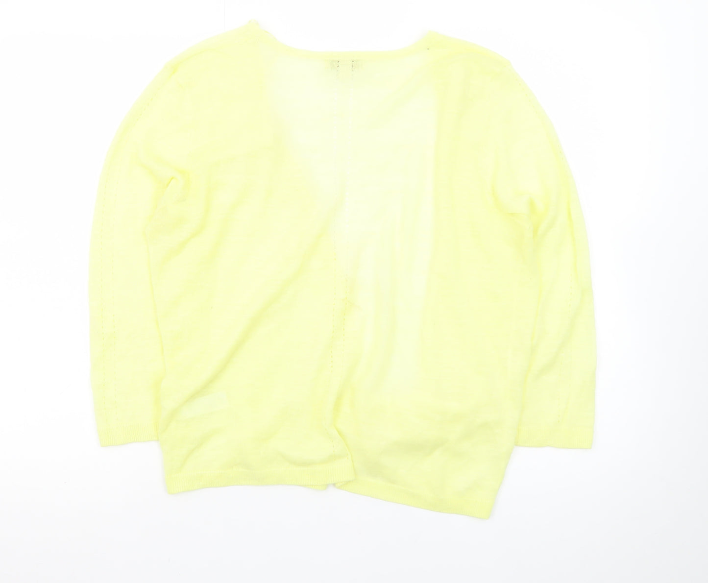 Monsoon Women Yellow Lightweight Knit Open Cardigan Size L
