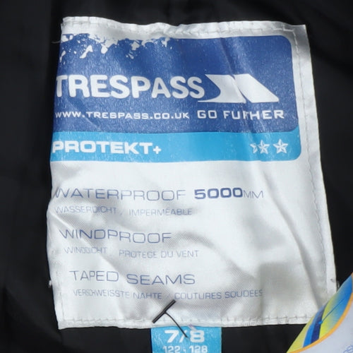 Trespass Boys Black Waterproof Snow Pants 7 Years Ski Taped Seams Trousers