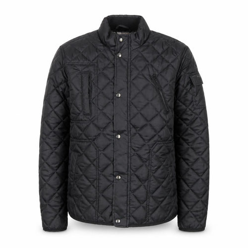 F&F Mens Black Quilted Polyester Jacket L Regular Fit Water Resistant