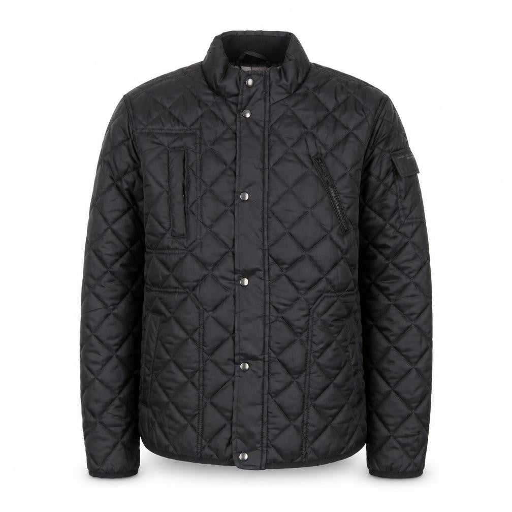 F&F Mens Black Quilted Polyester Jacket L Regular Fit Water Resistant