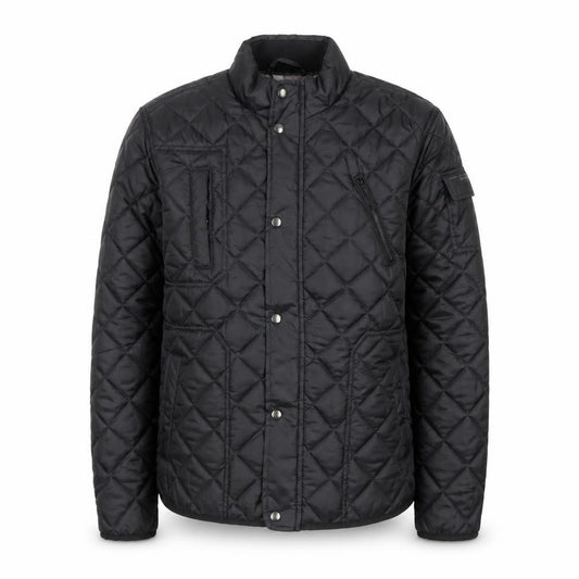 F&F Mens Black Quilted Polyester Jacket L Regular Fit Water Resistant