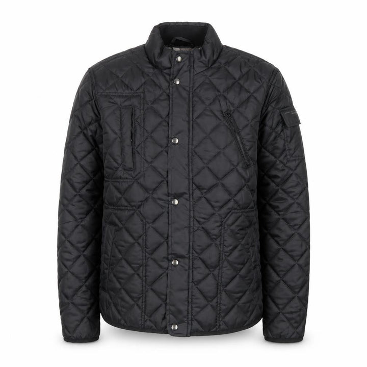 F&F Mens Black Quilted Polyester Jacket L Regular Fit Water Resistant