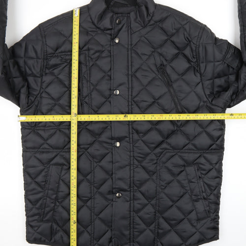 F&F Mens Black Quilted Polyester Jacket L Regular Fit Water Resistant