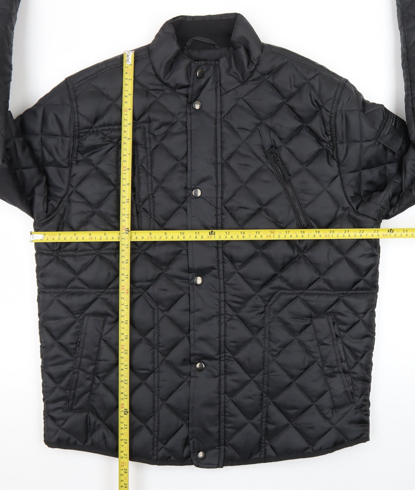 F&F Mens Black Quilted Polyester Jacket L Regular Fit Water Resistant