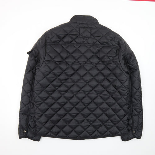 F&F Mens Black Quilted Polyester Jacket L Regular Fit Water Resistant
